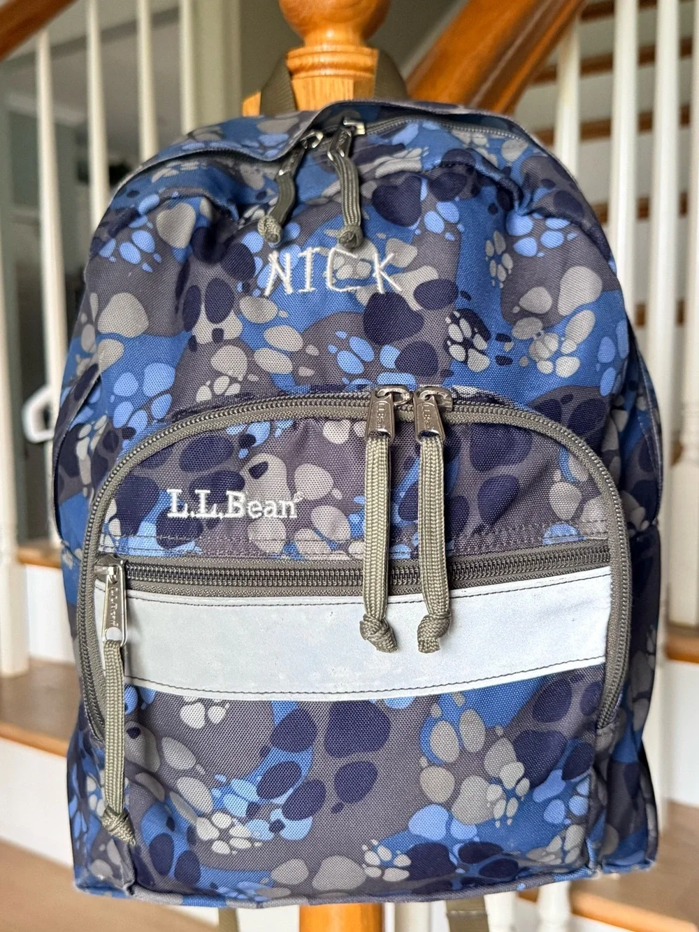 L.L.Bean Kids Backpack Blue Paw Print